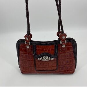 M.C brown leather handbag purse braided